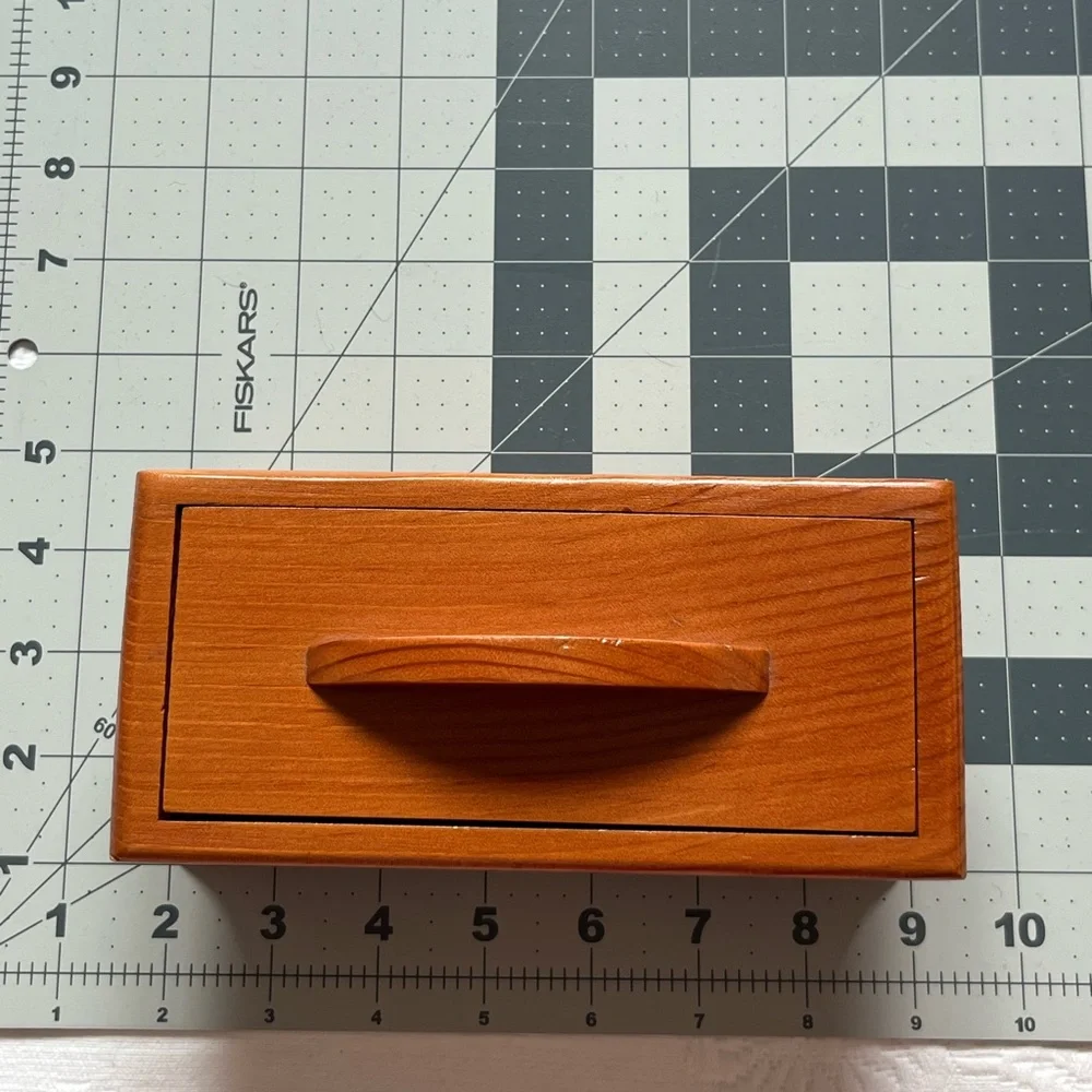 Vintage Wooden Trinket Box With Lid Signed Jewelry Small Keepsakes